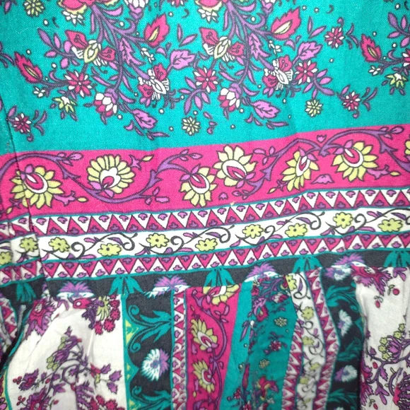 Bohemian Floral Strappy Cotton Dress sz L - Picture 3 of 5